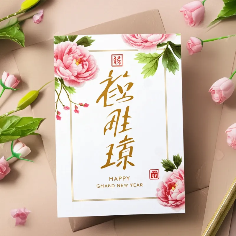 Thiệp chúc Tết 4 chữ tinh xảo, thể hiện tình cảm gia đình ấm áp từ Peony Home