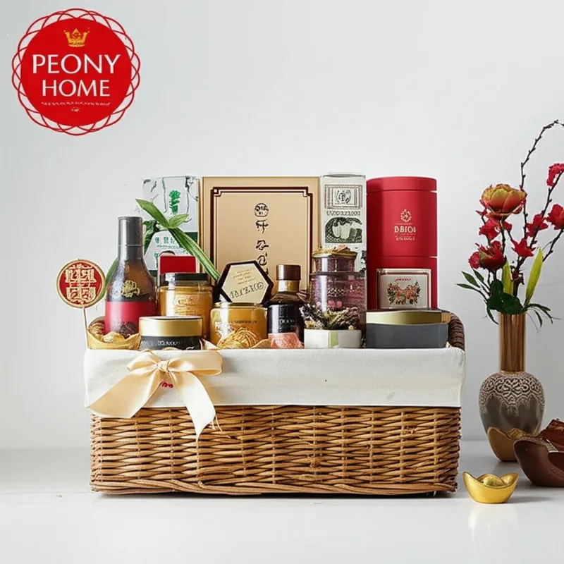 Giỏ quà Tết cao cấp của Peony Home với thiết kế sang trọng, gợi ý cho doanh nghiệp