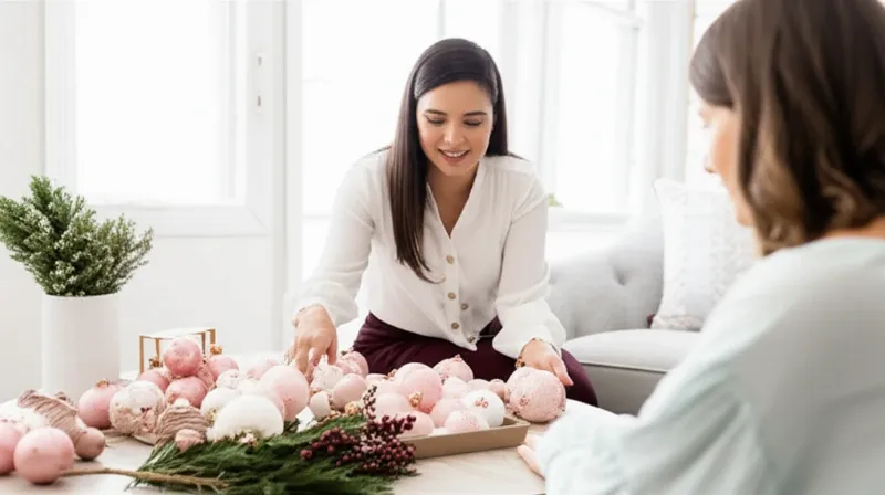 Chuyên gia Peony Home tư vấn decor Noel tận tâm, giúp khách hàng chọn phụ kiện trang trí phù hợp với không gian và phong cách