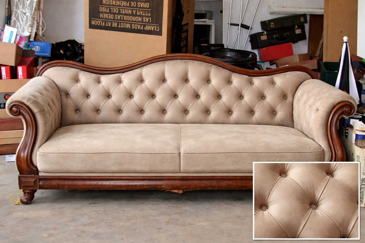Sofa vải sau khi bọc lại nỉ Hàn Quốc xanh rêu tại Bình Thạnh TPHCM PeonyHome